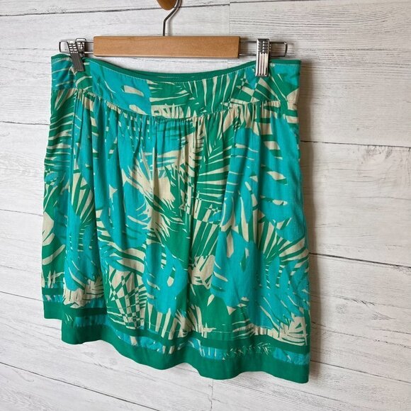 Ann Taylor Loft Skirt Womens SZ 4 Tropical Foliage A Line Palm Print Mini Aloha - Picture 15 of 16